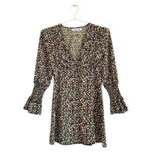 Morning Mist Green Floral Button Long Sleeve Dress